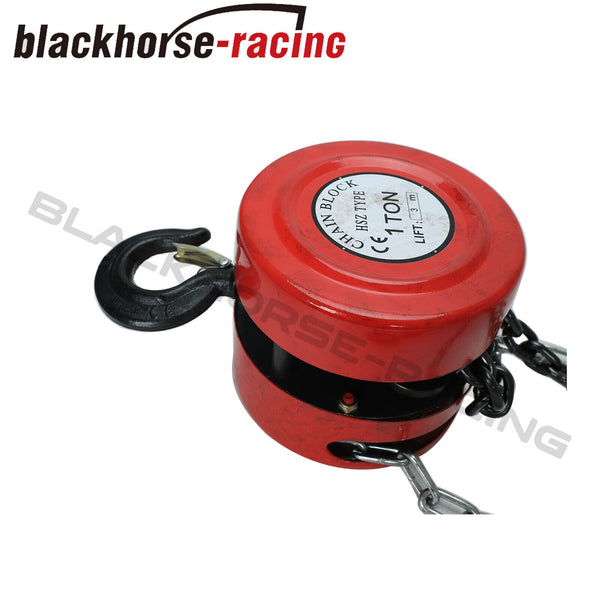 Manual Hand Chain Block Hoist w/ 2 Hooks 10 Feet 1 Ton Capacity Red Lift Tools