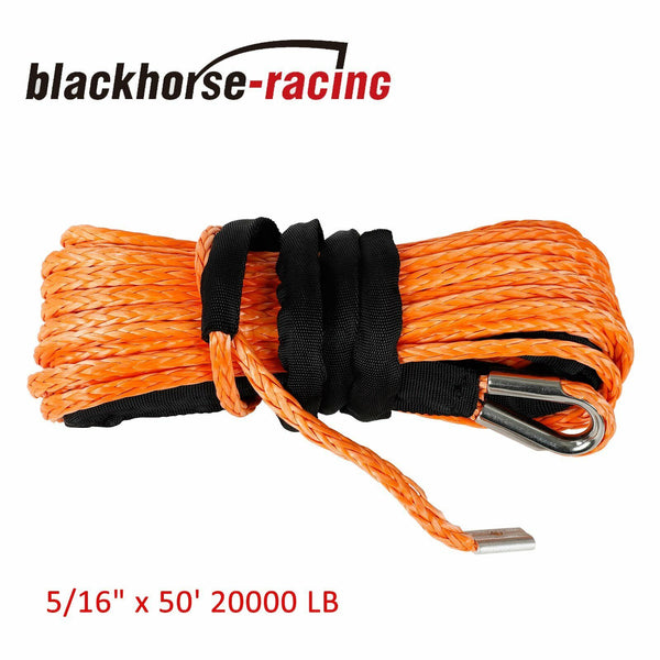 5/16" x 50' 20000 LB Capacity Synthetic Winch Rope Line Cable ATV UTV Orange