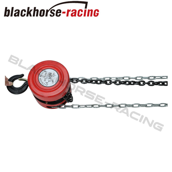 Manual Hand Chain Block Hoist w/ 2 Hooks 10 Feet 1 Ton Capacity Red Lift Tools