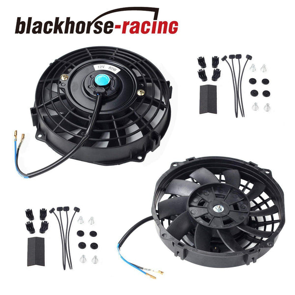 2X 7'' ELECTRIC RADIATOR/ENGINE COOLING FAN+MOUNTING ZIP TIE KIT BLACK 7'' - www.blackhorse-racing.com