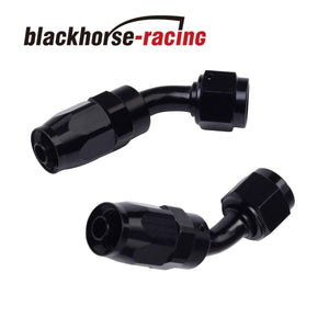 2PC Black AN 10  45 Degree Aluminum Swivel Oil Fuel Line Hose End Fitting 10-AN - www.blackhorse-racing.com