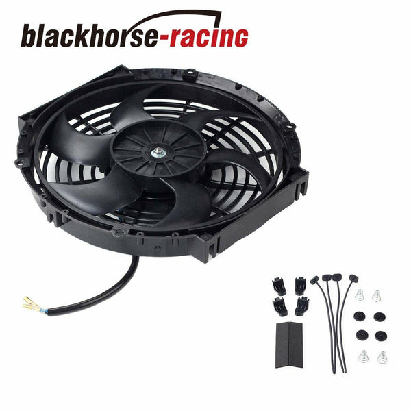 2X 10'' ELECTRIC RADIATOR/ENGINE COOLING FAN+MOUNTING ZIP TIE KITS BLACK - www.blackhorse-racing.com