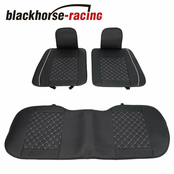 Universal 5-Seats Front + Rear Car Seat Cover Cushion Set Microfiber PU Leather - www.blackhorse-racing.com