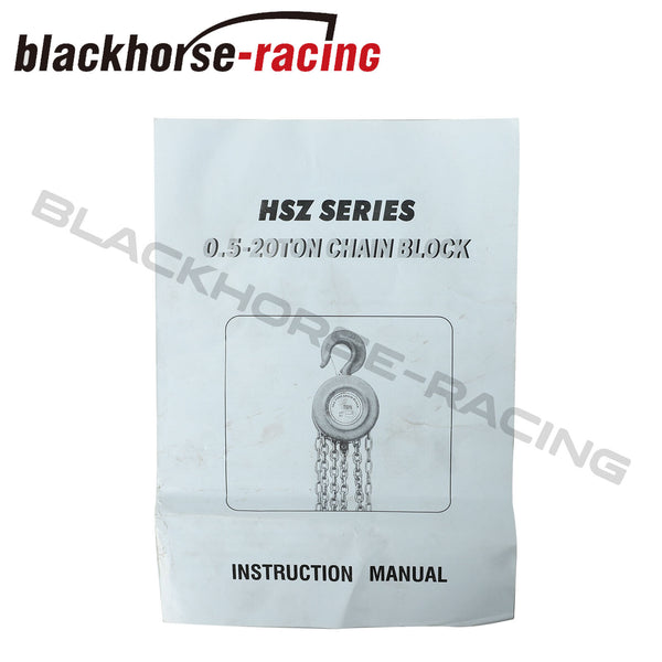 1 Ton 10Ft Manual Hand Chain Puller Block Hoist w/ 2 Hooks Ratchet Type Black