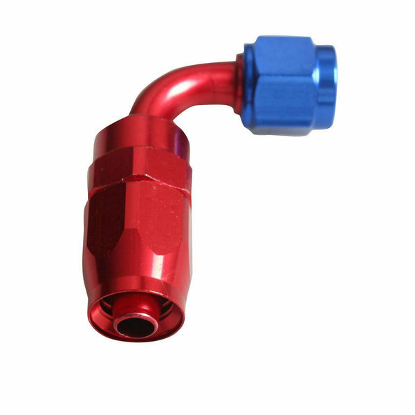 2PC Red & Blue AN 8  90 Degree Aluminum Swivel Oil Fuel Line Hose End Fitting - www.blackhorse-racing.com