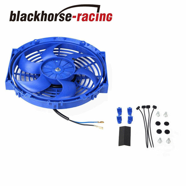 2PCS 10''Electric Radiator Cooling Fan w/ +Thermostat Relay & Mounting Kit Blue - www.blackhorse-racing.com