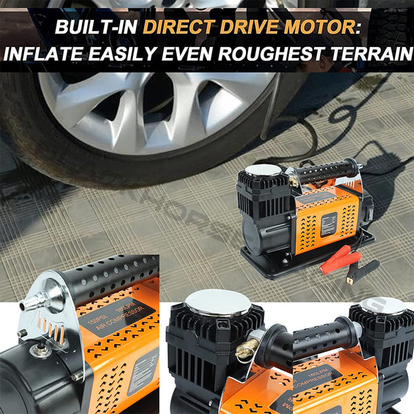12V Portable 6.35CFM Air Compressor Kit For SUV Truck Car Air Pump Tire Inflator