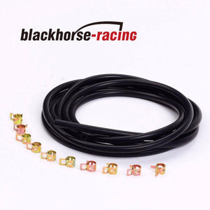 Black 10 Feet 5/16'' 8mm Silicone Vacuum Hose + 10 Pc 12mm Spring Clip Clamps - www.blackhorse-racing.com