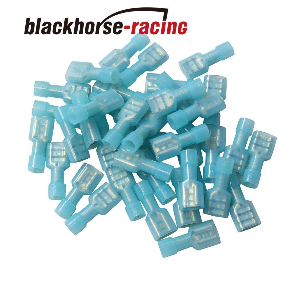 100Pcs Fully Insulated Blue Female Electrical Spade Crimp Connector Terminal New - www.blackhorse-racing.com