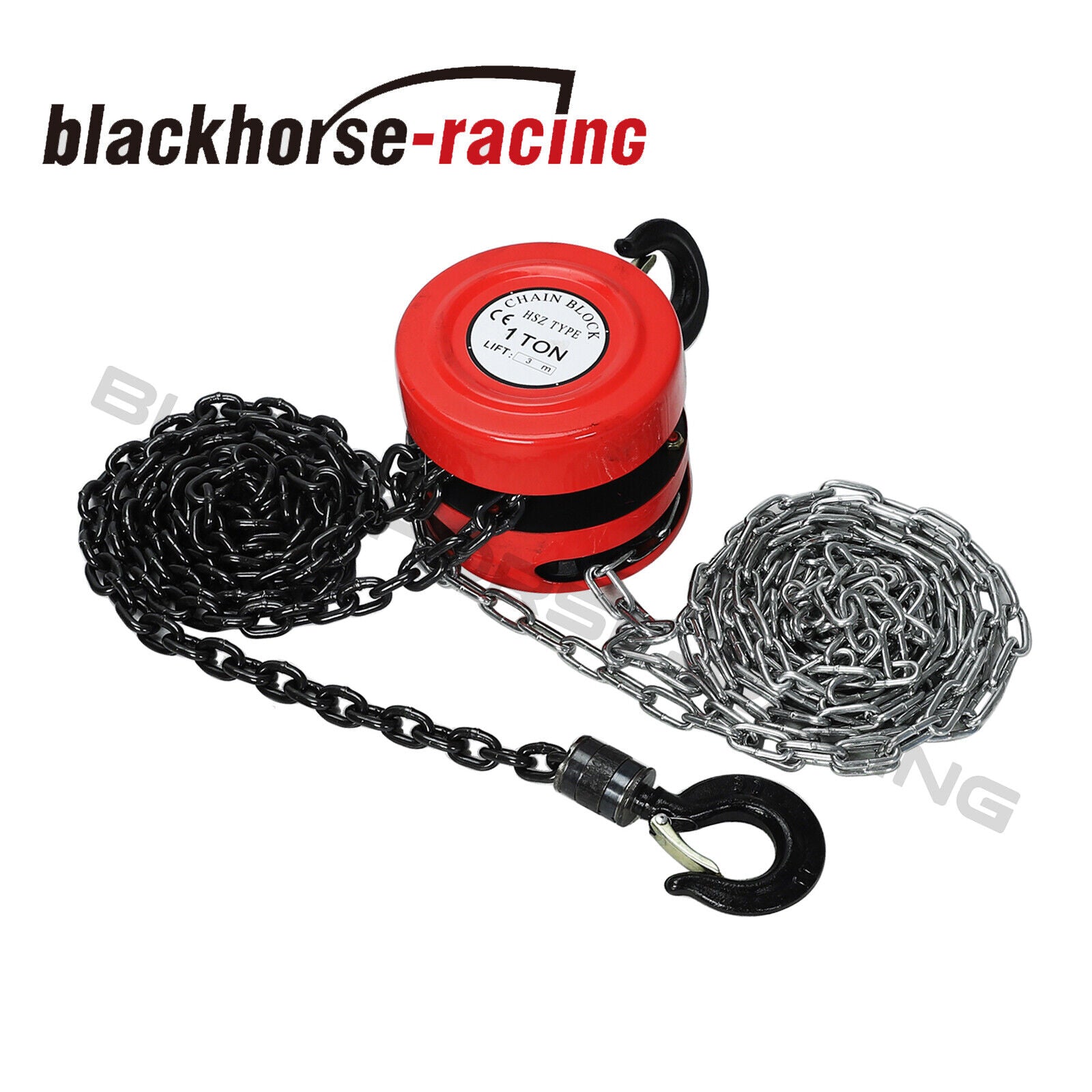 Manual Hand Chain Block Hoist w/ 2 Hooks 10 Feet 1 Ton Capacity Red Lift Tools