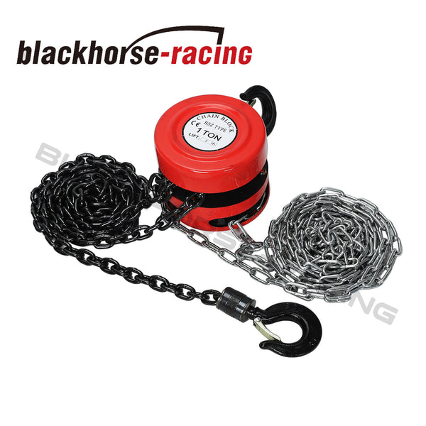 Manual Hand Chain Block Hoist w/ 2 Hooks 10 Feet 1 Ton Capacity Red Lift Tools