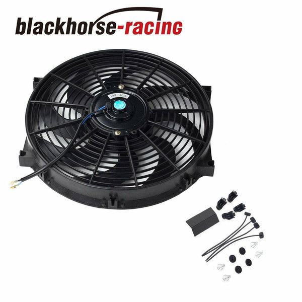 14'' ELECTRIC RADIATOR/ENGINE COOLING FAN+MOUNTING ZIP TIE KITS BLACK 14'' - www.blackhorse-racing.com