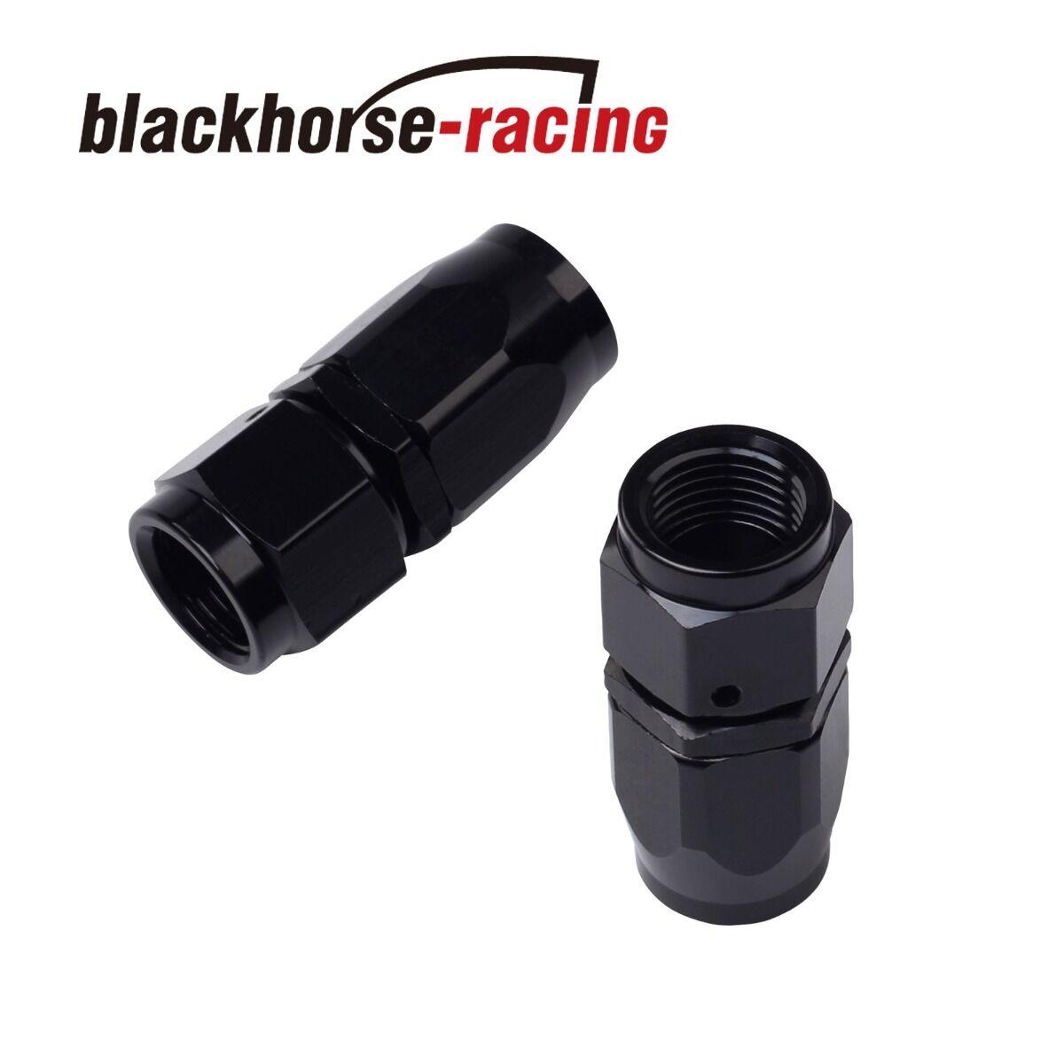 2PC Black AN 6 Straight Aluminum Swivel Oil Fuel Line Hose End Fitting 6-AN - www.blackhorse-racing.com