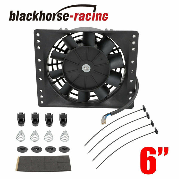 6''Slim Push Pull Electric Cooling Fan Radiator Mount Kit 650CFM Universal Black - www.blackhorse-racing.com