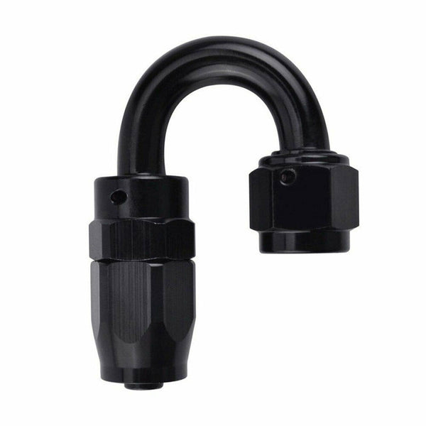 2PC Black AN 8  180 Degree Aluminum Swivel Oil Fuel Line Hose End Fitting 8-AN - www.blackhorse-racing.com