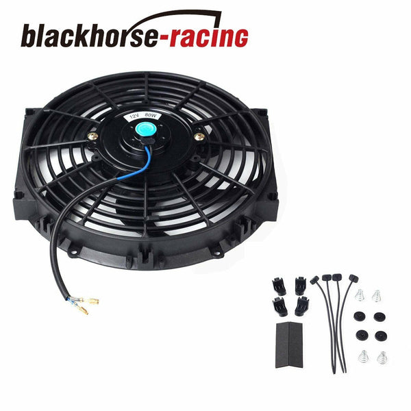 2X 10'' Electric Radiator Cooling Fan w/ & Thermostat Relay & Mounting Kits Black - www.blackhorse-racing.com