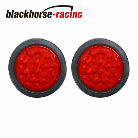 4'' Round 12LED Tail Lights Stop Turn Brake Truck Trailer  Flush Mount 2pcs - www.blackhorse-racing.com