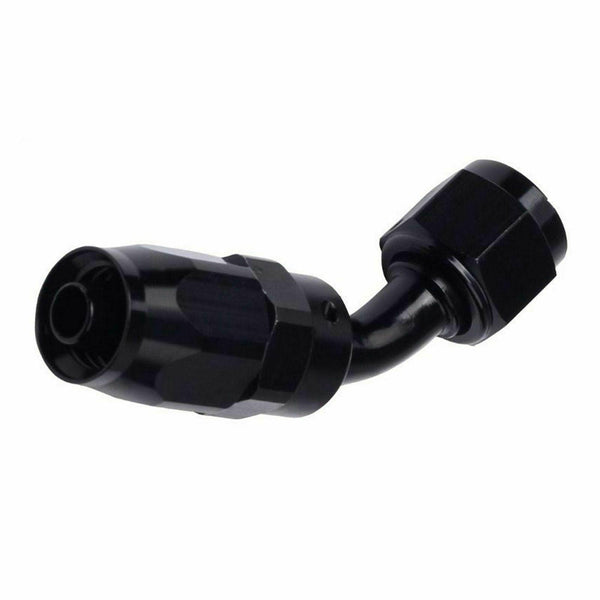 2PC Black AN 6  45 Degree Aluminum Swivel Oil Fuel Line Hose End Fitting 6-AN - www.blackhorse-racing.com