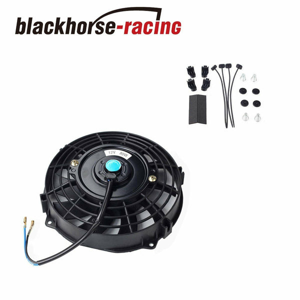 7'' ELECTRIC RADIATOR/ENGINE COOLING FAN+MOUNTING ZIP TIE KIT BLACK UNIVERSAL 7'' - www.blackhorse-racing.com