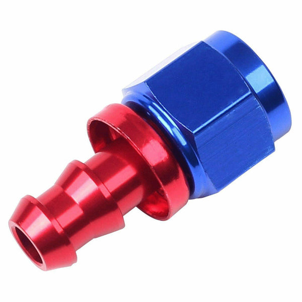 2PC Red & Blue AN 6 Straight Aluminum Push on Oil Fuel Line Hose End Fitting - www.blackhorse-racing.com