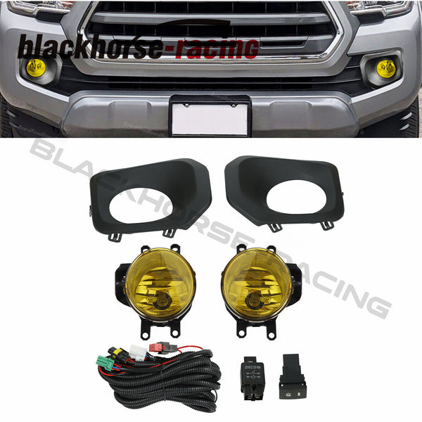 FOR 16-20 TOYOTA TACOMA AMBER LENS BUMPER DRIVING FOG LIGHT LAMPS W/BEZEL+SWITCH