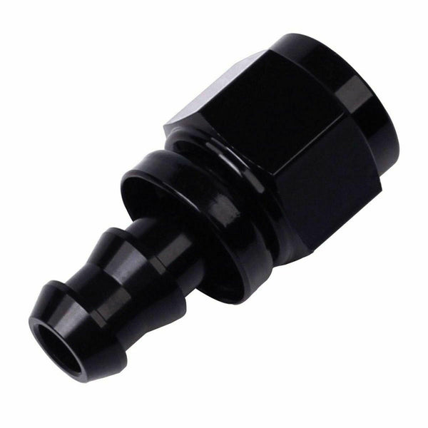 2PC Black AN 4 Straight Aluminum Push on Oil Fuel Line Hose End Fitting 4-AN - www.blackhorse-racing.com