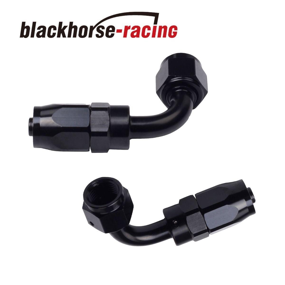 2PC Black AN 10  90 Degree Aluminum Swivel Oil Fuel Line Hose End Fitting 10-AN - www.blackhorse-racing.com