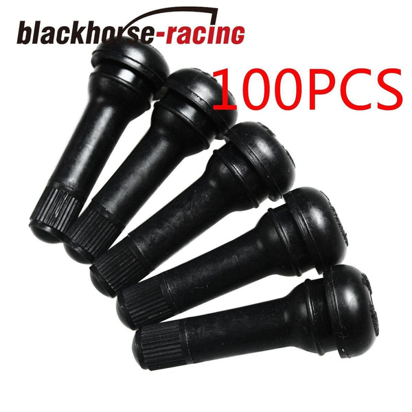 100 PCS TR 414 Snap-In Tire Valve Stems Medium Black Rubber New - www.blackhorse-racing.com