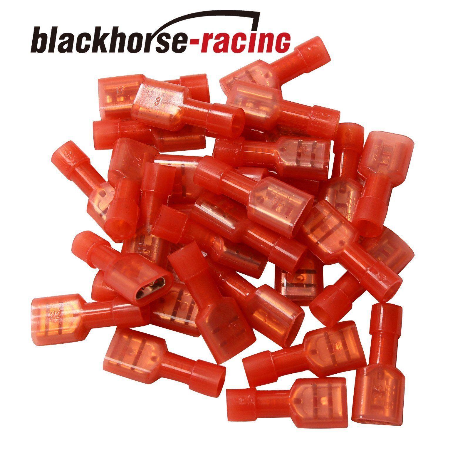 100Pc Fully Insulated Red Female Electrical Spade Crimp Connector Terminals 1/4'' - www.blackhorse-racing.com