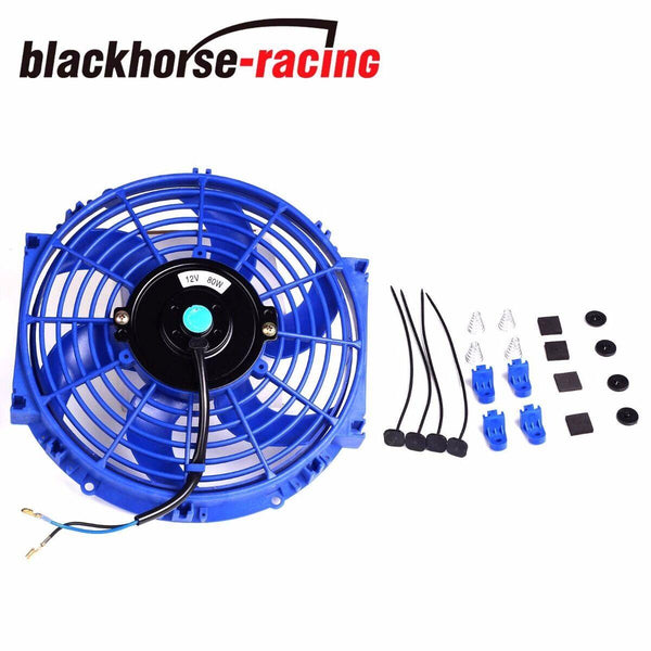 10'' ELECTRIC RADIATOR/ENGINE COOLING FAN+MOUNTING ZIP TIE KIT BLUE UNIVERSAL10'' - www.blackhorse-racing.com