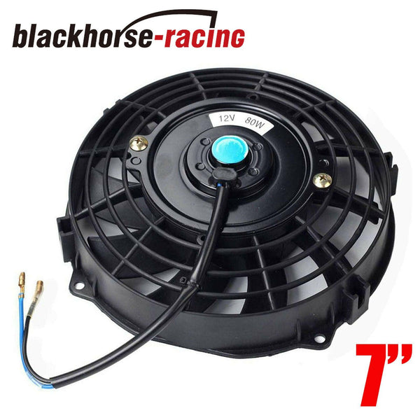 7'' Electric Radiator Cooling Fan + Thermostat Relay Install Kit Universal Black - www.blackhorse-racing.com