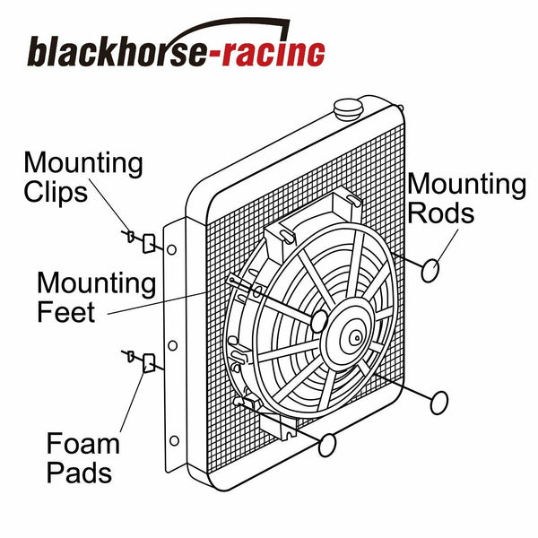 6''Slim Push Pull Electric Cooling Fan Radiator Mount Kit 650CFM Universal Black - www.blackhorse-racing.com