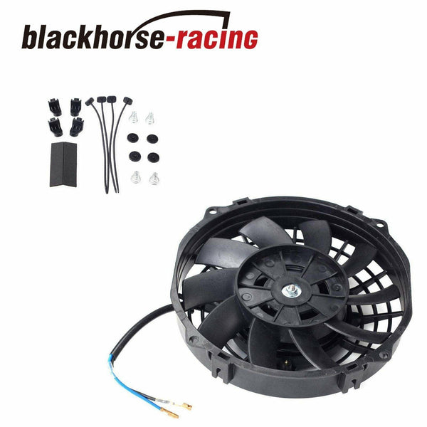 7'' ELECTRIC RADIATOR/ENGINE COOLING FAN+MOUNTING ZIP TIE KIT BLACK UNIVERSAL 7'' - www.blackhorse-racing.com