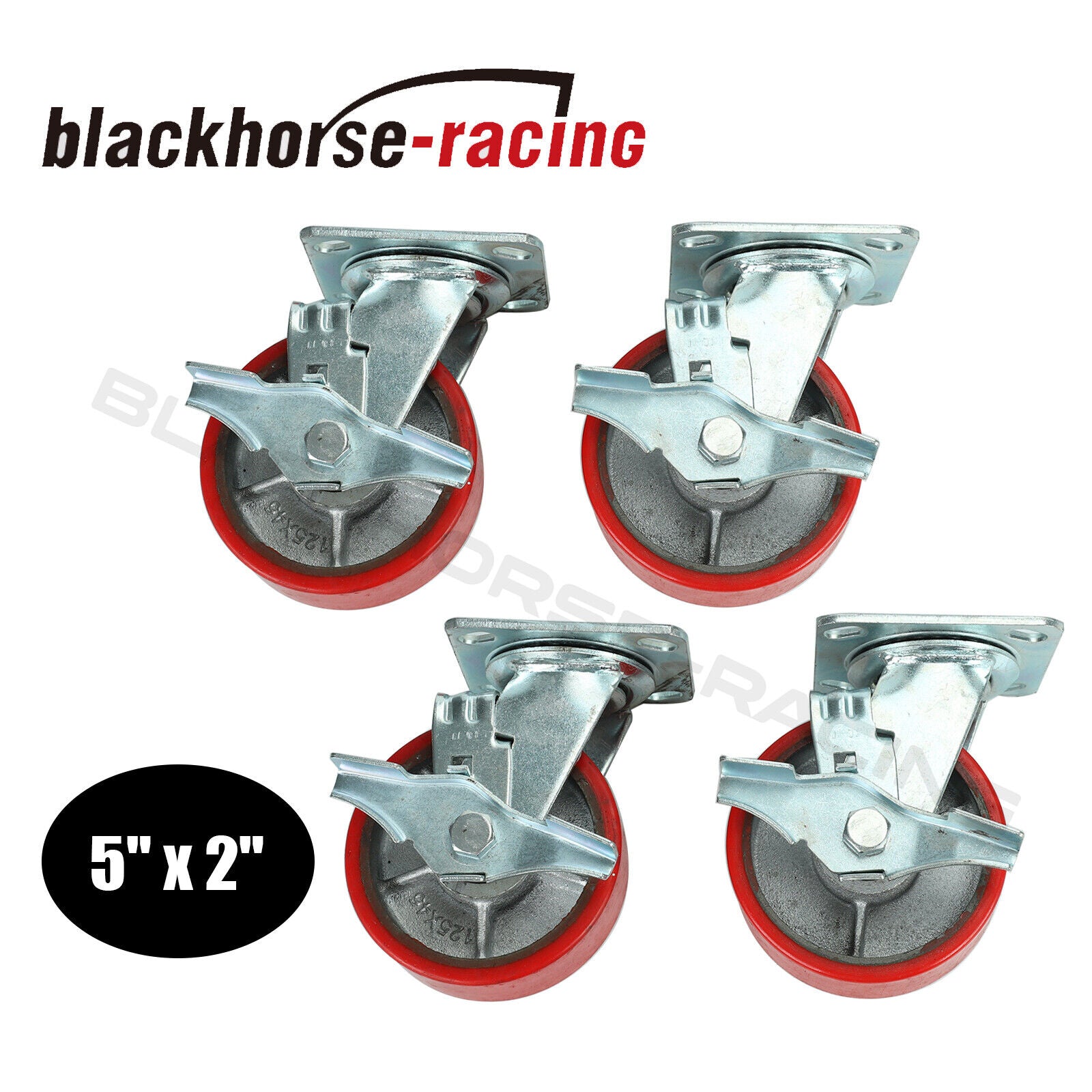 5" x 2" Swivel Caster Steel Wheel 4400lbs Set of 4 Red Heavy Duty Tool Box