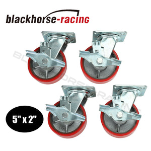5" x 2" Swivel Caster Steel Wheel 4400lbs Set of 4 Red Heavy Duty Tool Box