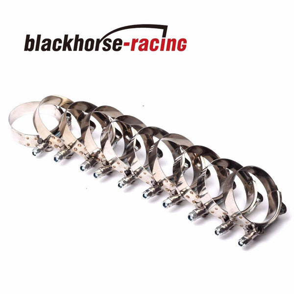 10PCS 2.25'' (2.48''-2.80'') 301 Stainless Steel T Bolt Clamps Clamp 63mm-71mm - www.blackhorse-racing.com