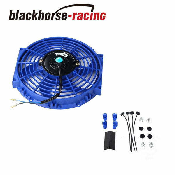 2X 10''ELECTRIC RADIATOR/ENGINE COOLING FAN+MOUNTING ZIP TIE KIT BLUE UNIVERSAL - www.blackhorse-racing.com