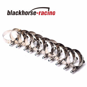 10PCS 2-1/8''(2.36''-2.68'') 301 Stainless Steel T Bolt Clamps Clamp 60mm-68mm - www.blackhorse-racing.com