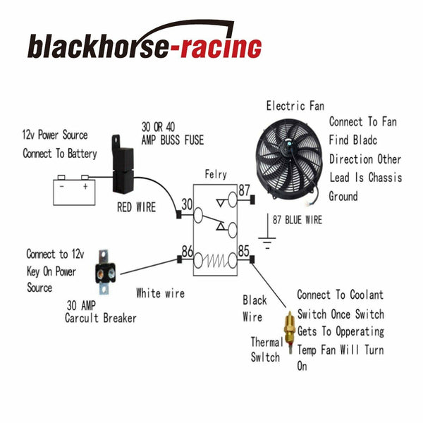 2X 10'' Electric Radiator Cooling Fan w/ & Thermostat Relay & Mounting Kits Black - www.blackhorse-racing.com
